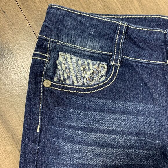 Faded Glory Girls Capri Jeans Size 10 Embroidered Cuffed Low Rise W26 x L15 - Picture 6 of 8